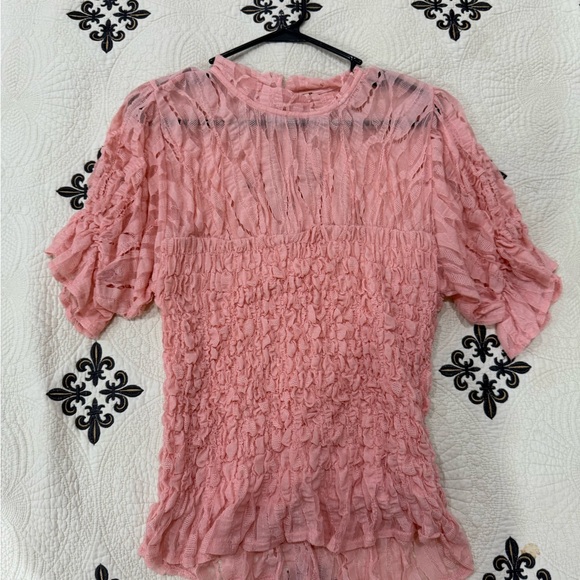 Free People Tops - Free People Pink Textured Blouse